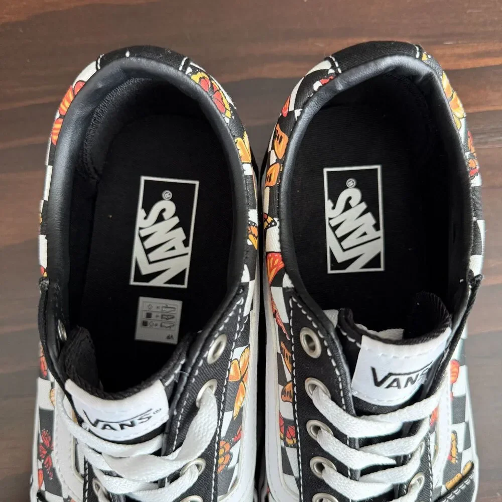 Size 8.5 - Vans® Ward Checkerboard Butterfly Low Top Lace-up Sneakers - Missy